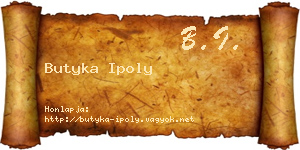 Butyka Ipoly névjegykártya
